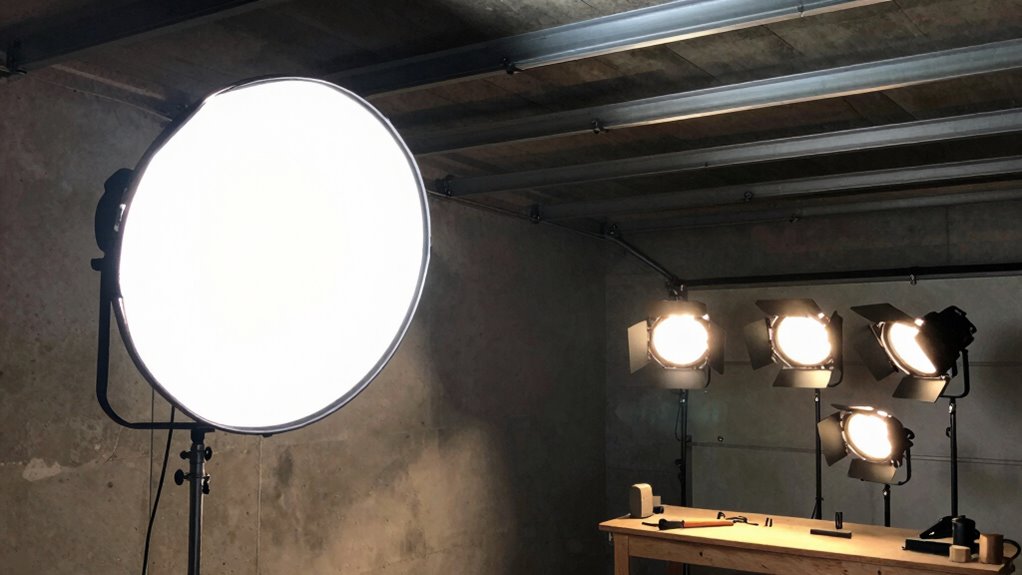 bright high ceiling workspace lighting