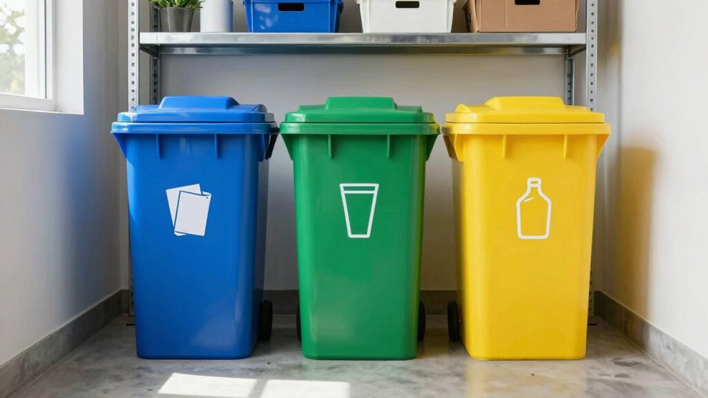 eco friendly labeled recycling bins