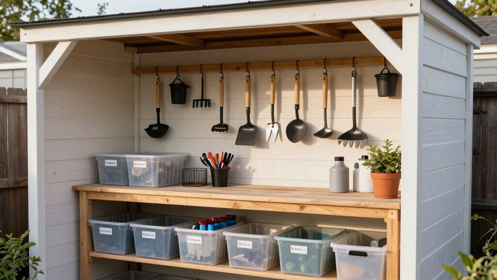 efficient outdoor shed organization