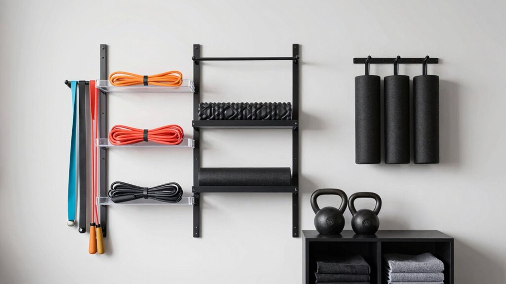 efficient wall mounted gym organization