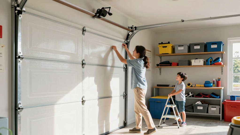 family teamwork keeps garage closed
