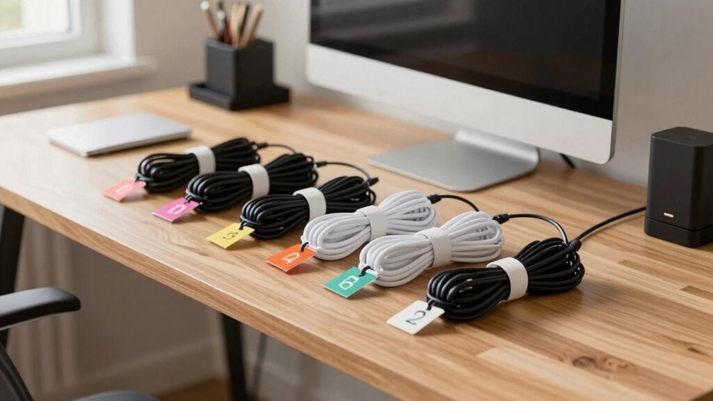 organized clear cable labeling