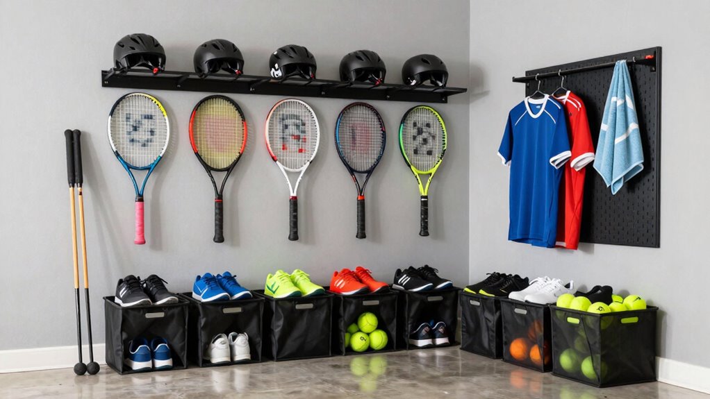 organized sports equipment storage