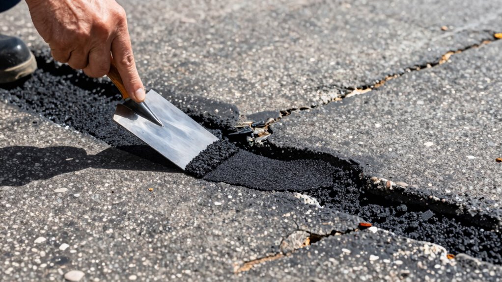 seal cracks and fill potholes