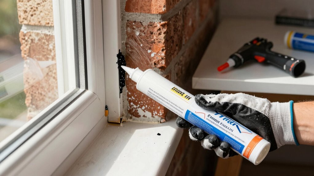 seal gaps with caulk and tools