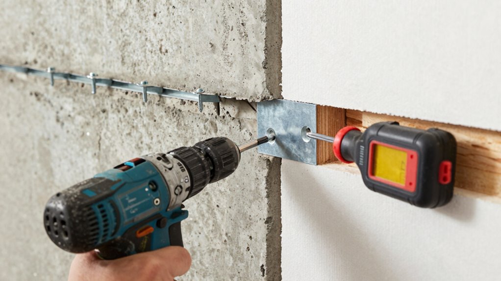 secure shelving to studs