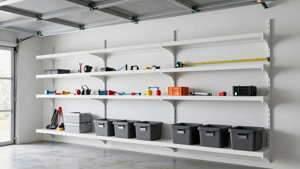 securely install garage shelves