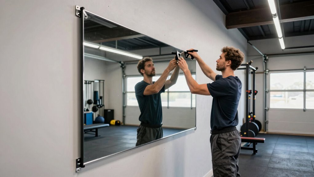 securely mounted workout mirror