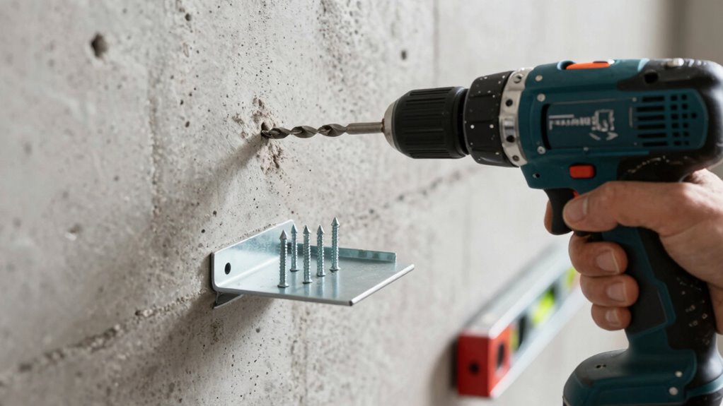 securely mounting concrete shelves