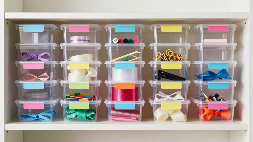 transparent containers with labels