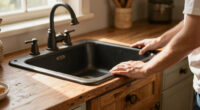 A $50 Cast Iron Sink and a Hoosier Cabinet Combined to Create a Kitchen Focal Point