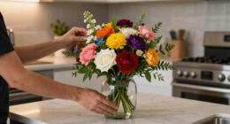 Skip Vases — This Stunning DIY Floral Arrangement Uses a Lamp