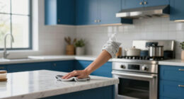 They Transformed Their Dated Kitchen Into A Chic, Blue Cabinet Oasis