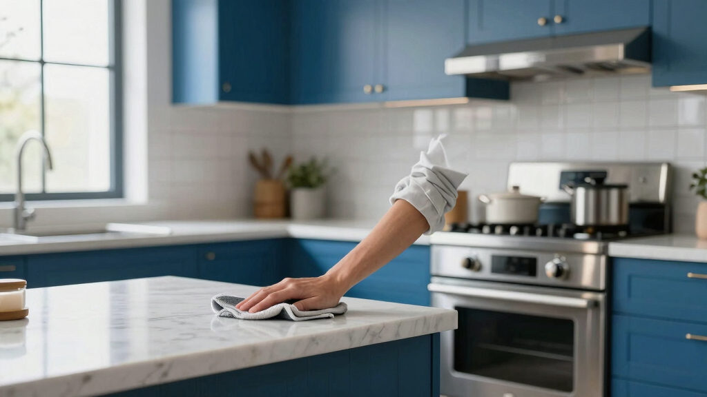 They Transformed Their Dated Kitchen Into A Chic, Blue Cabinet Oasis