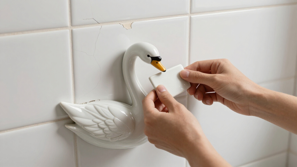 She Used A Ceramic Swan To Hide This Major Bathroom Eyesore