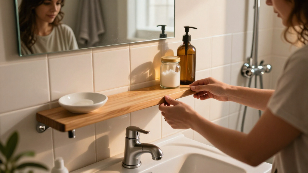DIYer Finds The Easiest Hack For Extra Countertop Storage In Small Bathrooms